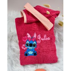 Peignoir avec capuche pour enfant personnalisé en broderie. Eponge 450 g/m² 100 % Coton.