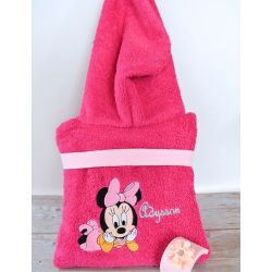 Peignoir avec capuche pour enfant personnalisé en broderie. Eponge 450 g/m² 100 % Coton.
