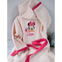 Peignoir avec capuche pour enfant personnalisé en broderie. Eponge 450 g/m² 100 % Coton.