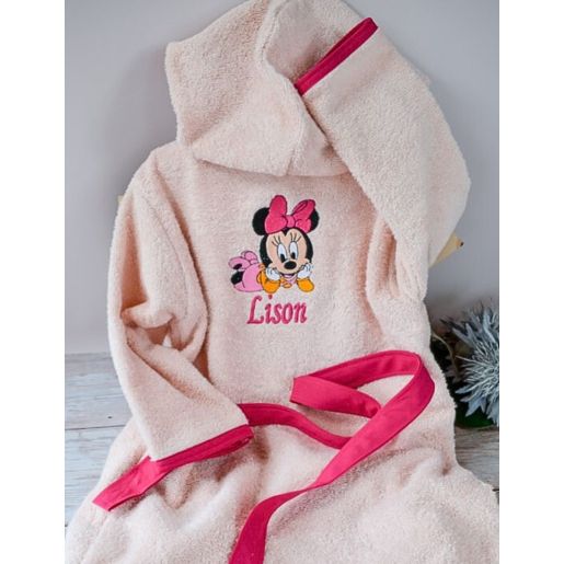Peignoir avec capuche pour enfant personnalisé en broderie. Eponge 450 g/m² 100 % Coton.