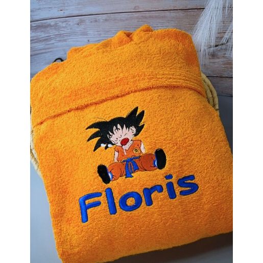 Peignoir adulte personnalisé DRAGON BALL Z brodé avec prénom, confort et élégance