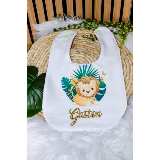 Bavoir naissance personnalisé LION SAVANEBavoir naissance personnalisé LION SAVANE