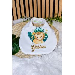 Bavoir naissance personnalisé LION SAVANE