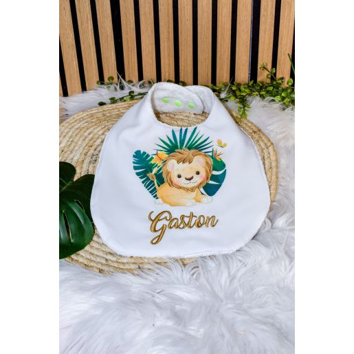 Bavoir naissance personnalisé LION SAVANE
