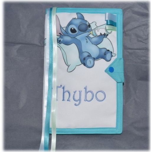 Bambi Protège-cahier en feutre, gris clair/bleu (couleur au choix) | Housse  brodée pour carnet de santé avec bouton pression, compartiments colorés et