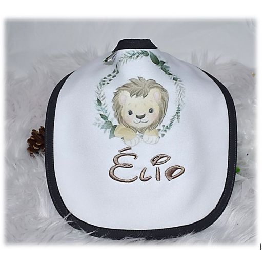 Bavoir naissance personnalisé LION SAVANE